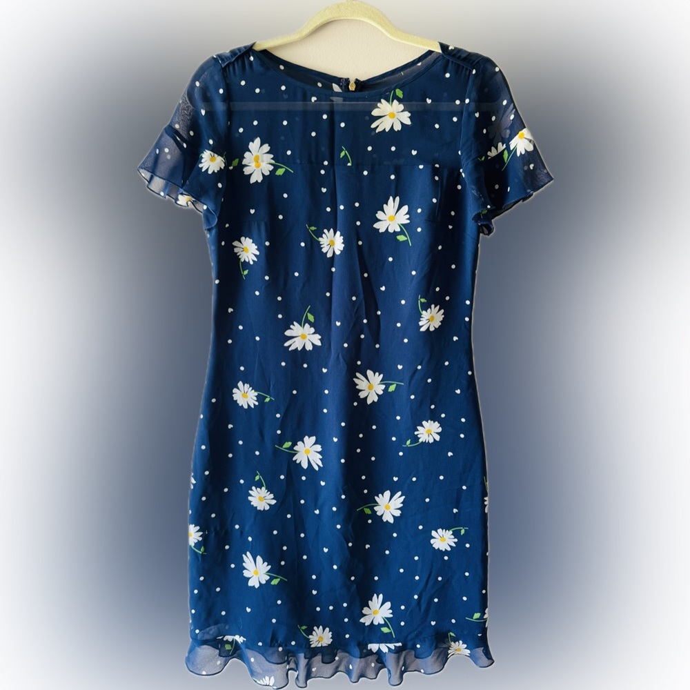 Karl Lagerfeld Navy Floral Dot Print Dress size 2